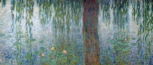 スイレン：しだれ柳のある朝、左セクションの詳細、1915-26（162348-9も参照）